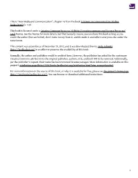 New Media and Communication”, Chapter 16 from the Book a Primer on Communication Studies (Index.Html) (V