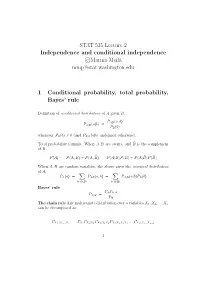 STAT 535 Lecture 2 Independence and Conditional Independence C