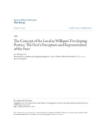The Concept of the Local in Williams' Developing Poetics: the Poet's