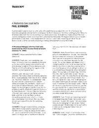Transcript a Pinewood Dialogue with Paul Schrader