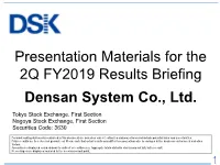 07/30/2019 Presentation Materials for the 2Q FY2019 Results Briefing
