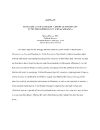 Abstract Machiavelli and Manhood: a Study Of
