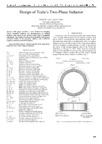 Design of Tesla's Two-Phase Inductor
