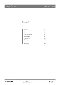 Power Panels Table of Contents