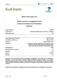 Radio Resource Management and Protocol Solutions for Full-Duplex Systems