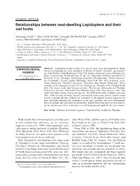 Relationships Between Nest-Dwelling Lepidoptera and Their Owl Hosts