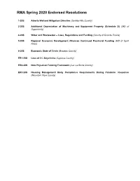 RMA Spring 2020 Endorsed Resolutions
