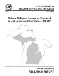 Status of Michigan's Endangered, Threatened, Special-Concern, And