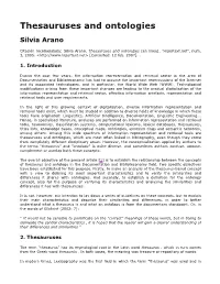 Thesauruses and Ontologies