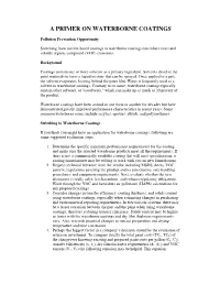 A Primer on Waterborne Coatings
