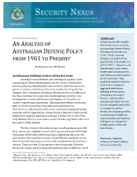 An Analysis of Australian Defense Policy from 1901 to Present