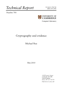 Cryptography and Evidence