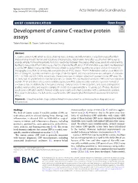 Development of Canine C-Reactive Protein Assays
