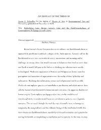 Embodying Gaia: Bruno Latour's Gaia and the Earthboundedness Of