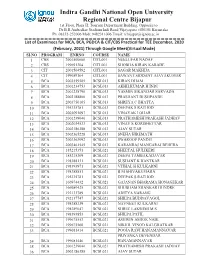 List of Examinees for TEE December, 2020(February, 2021)