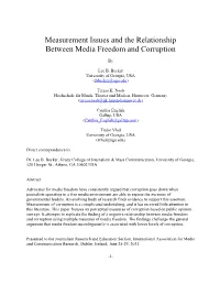 Measurement Issues and the Relationship Between Media Freedom and Corruption