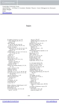 A Primer of Analytic Number Theory: from Pythagoras to Riemann Jeffrey Stopple Index More Information