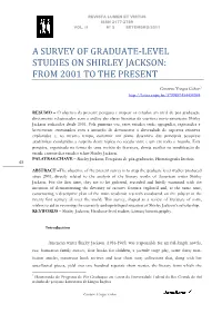 A Survey of Graduate‐Level Studies on Shirley Jackson: from 2001 to the Present