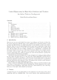 Control Engineering for High School Students and Teachers: an Online Platform Development
