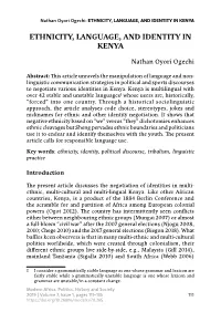 Ethnicity, Language, and Identity in Kenya