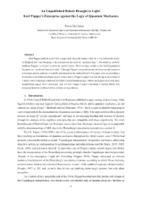 Karl Popper's Enterprise Against the Logic of Quantum Mechanics