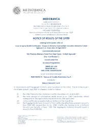 Notice of Final Results of the Offer
