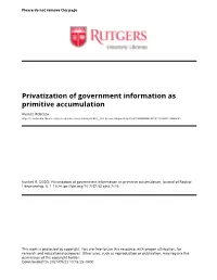 Privatization of Government Information As Primitive Accumulation