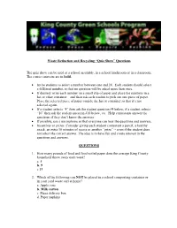 Waste Reduction and Recycling Quiz Show Questions