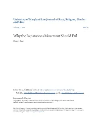 Why the Reparations Movement Should Fail Gregory Kane