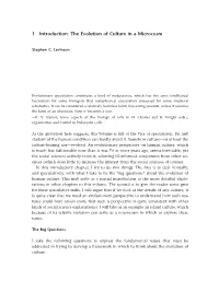 1 Introduction: the Evolution of Culture in a Microcosm