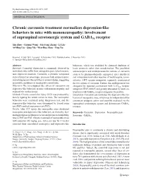 Chronic Curcumin Treatment Normalizes Depression-Like Behaviors in Mice with Mononeuropathy: Involvement of Supraspinal Serotonergic System and GABAA Receptor
