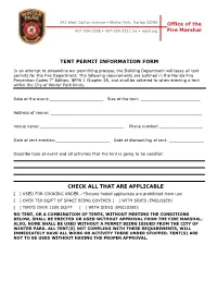 Tent & Events Under a Tent Permit Application
