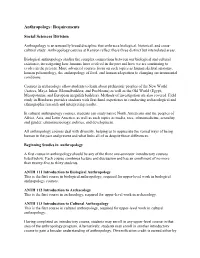 Anthropology: Requirements Social Sciences Division