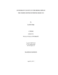 ANTIOXIDANT CAPACITY in the HEMOLYMPH of the MARINE ISOPOD PENTIDOTEA RESECATA by Leah E. Dann a THESIS Submitted to WALLA WALL