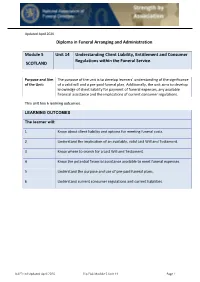Diploma in Funeral Arranging and Administration Module 5