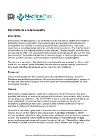 Ethylmalonic Encephalopathy