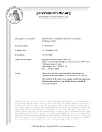 Index to the US Department of State Documents Collection, 2010