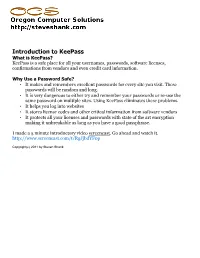 Keepass Instructions