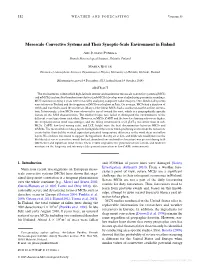 Mesoscale Convective Systems and Their Synoptic-Scale Environment in Finland