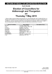 Return of Result of Uncontested Election