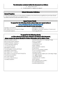 The Information Contained Within This Document Is As Follows:  Refusal Definitions  Contact Details for Lodging Your Appeal