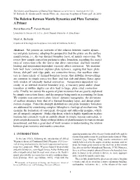 The Relation Between Mantle Dynamics and Plate Tectonics