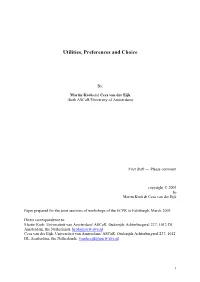 Utilities, Preferences and Choice