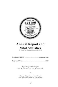 Annual Report and Vital Statistics for Fiscal Year Ending December 31, 2012