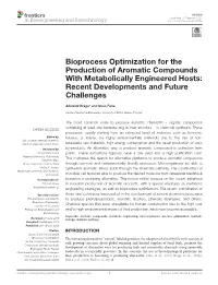 Bioprocess Optimization for the Production of Aromatic Compounds with Metabolically Engineered Hosts: Recent Developments and Future Challenges