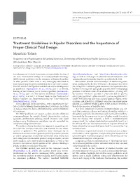 (CINP) Treatment Guidelines for Bipolar Disorder in Adults (CINP-BD-2017), Part 1: Background and Methods of the Development of Guidelines Konstantinos N