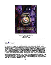 Complete Arcade Combo Guide Revision 1.2 October 11, 2009 ______