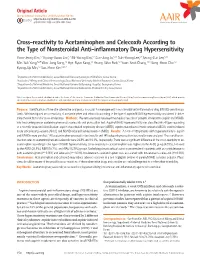 Cross-Reactivity to Acetaminophen and Celecoxib According to The