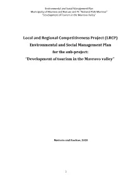 Environmental and Social Management Plan for the Sub-Project: “Development of Tourism in the Mavrovo Valley”