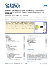 Hydrogen Sulfide Capture: from Absorption in Polar Liquids to Oxide